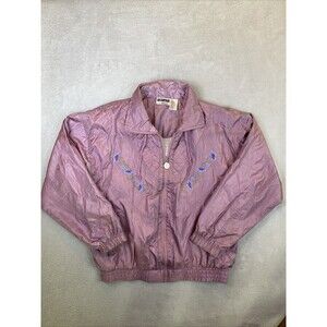 Vintage Advantage by Wilson Windbreaker Track Jacket Women's Medium Pink Floral